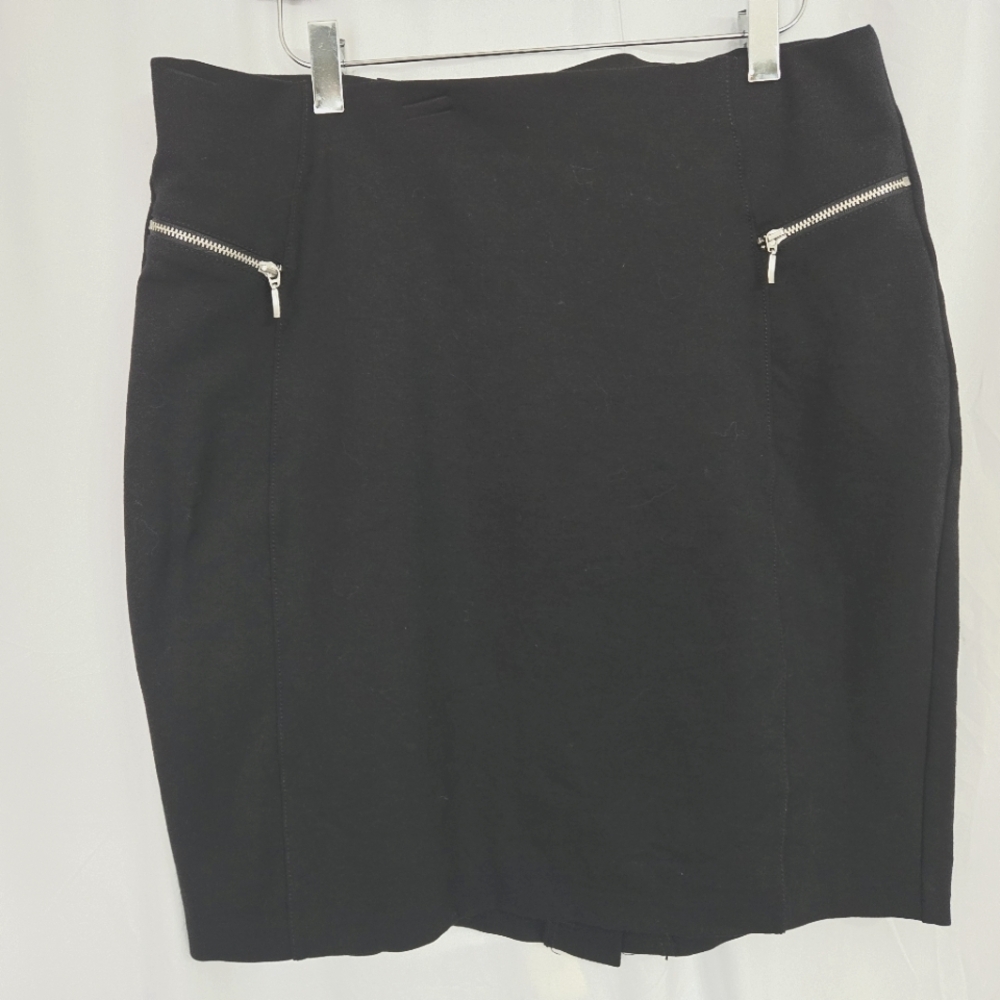 Roz & Ali Black Mini Pencil Black Office Skirt Size LP